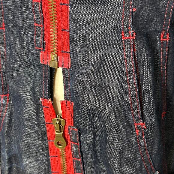 OHDD Save The Queen Blue Denim Jacket Dress Graphic Print Size 30 M - Picture 15 of 16